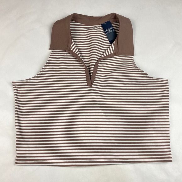 Abercrombie & Fitch Tops - NWT Abercrombie Fitch Women's XL Sleeveless Polo Top Brown Collared Tank